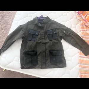 Marissa Webb Olive Green Womens Jacket Leather Pockets Size S